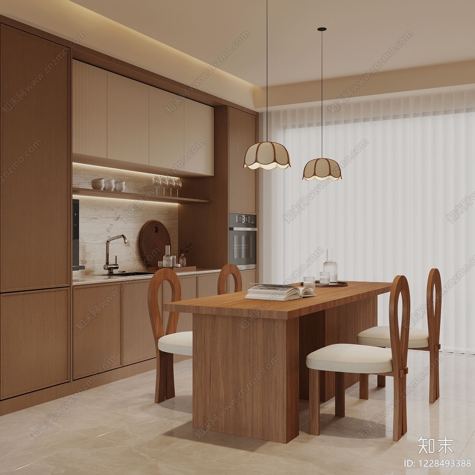 中古风家居餐厅SU模型下载【ID:1228493388】