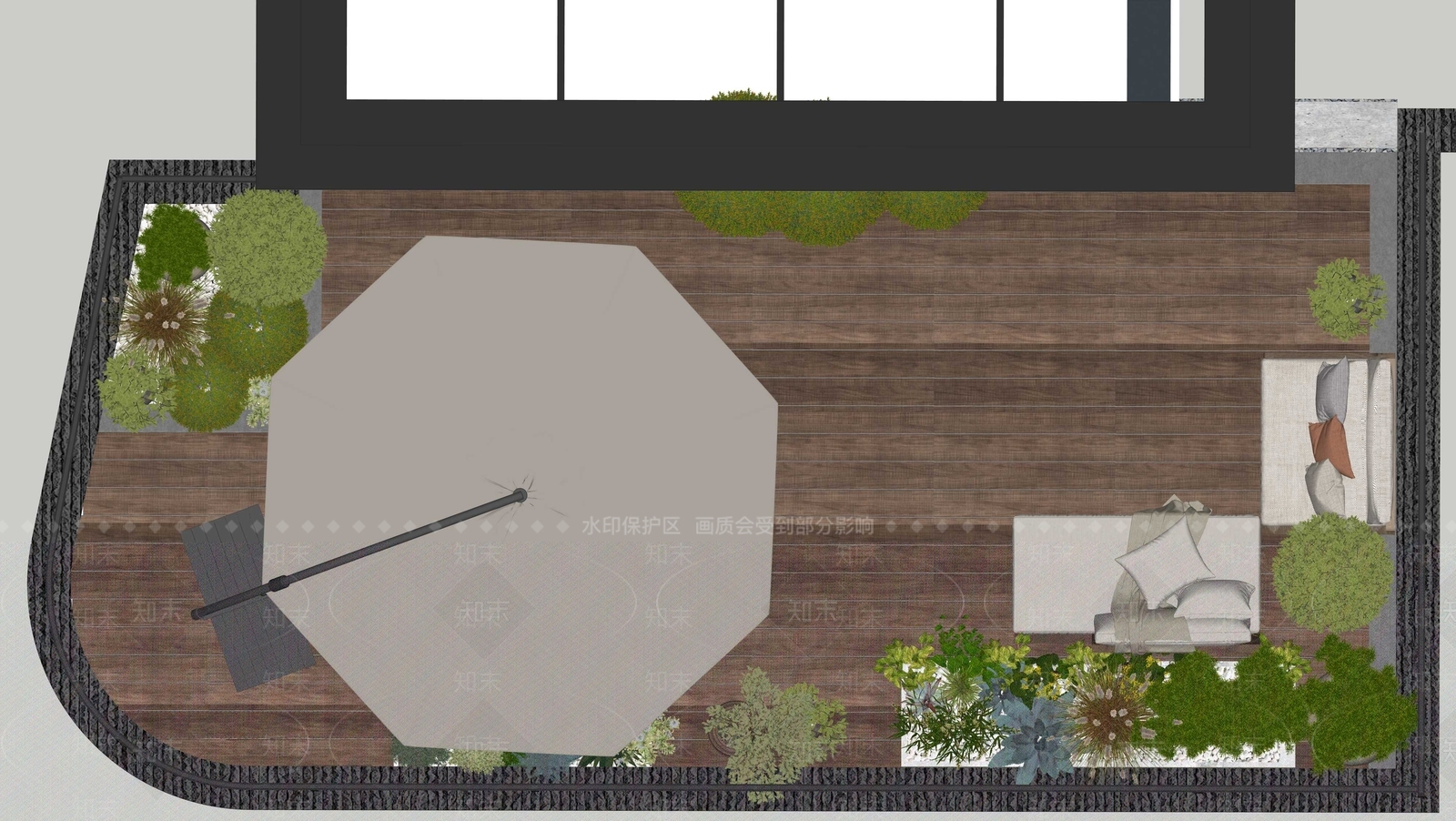 现代简约屋顶花园SU模型下载【ID:1228493947】