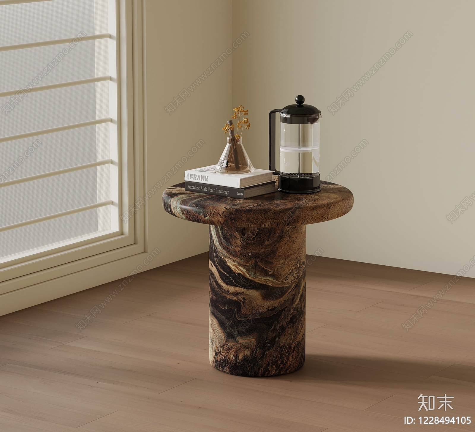 奶油风边几SU模型下载【ID:1228494105】
