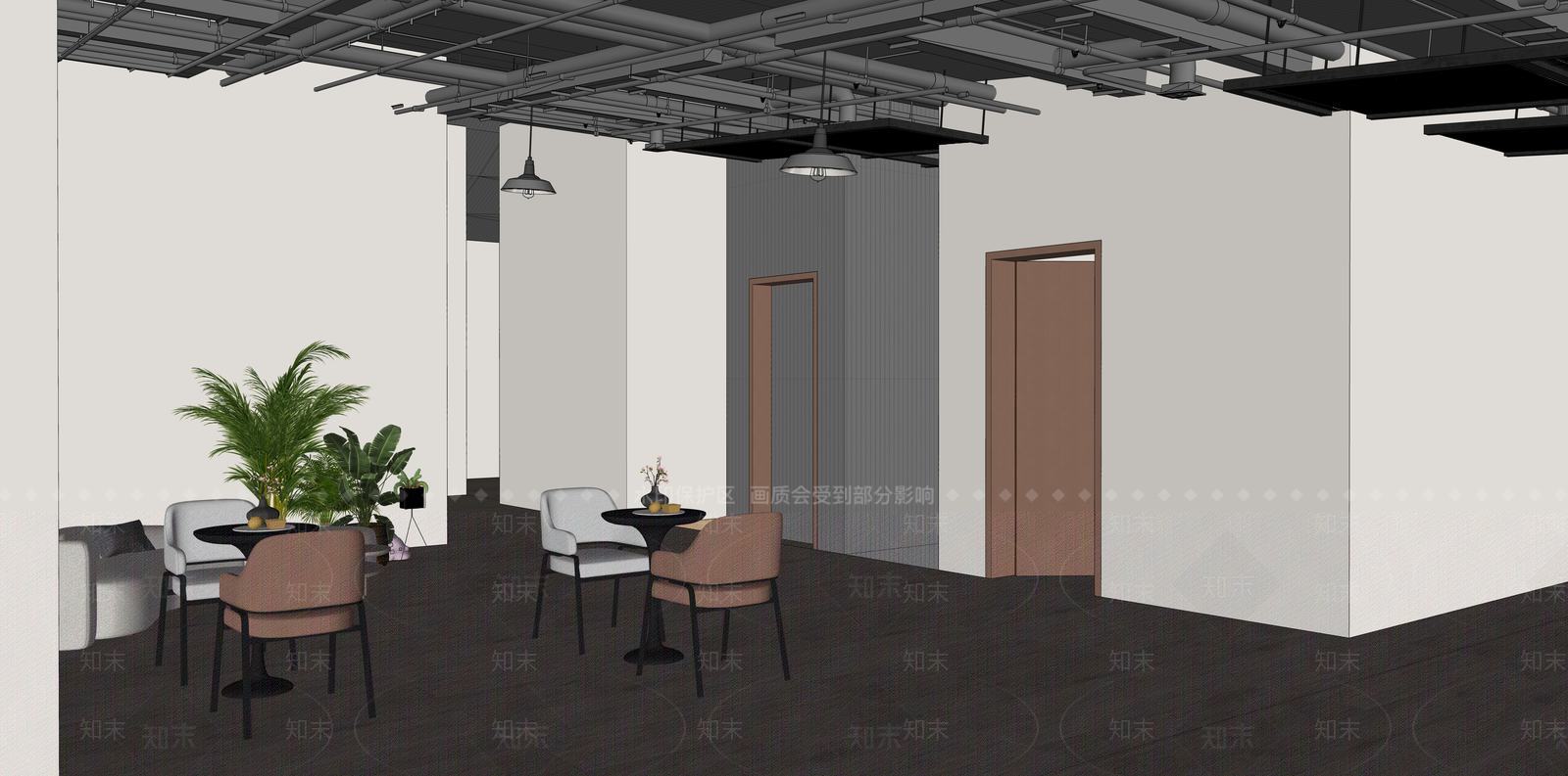 现代简约办公区域SU模型下载【ID:1228494361】