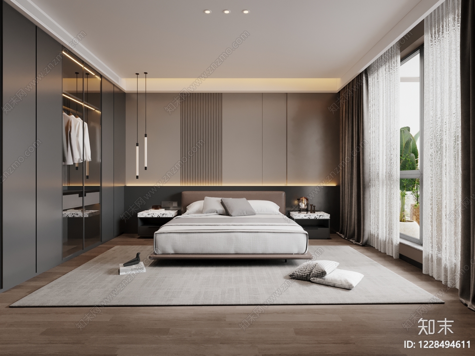 意式极简主卧3D模型下载【ID:1228494611】
