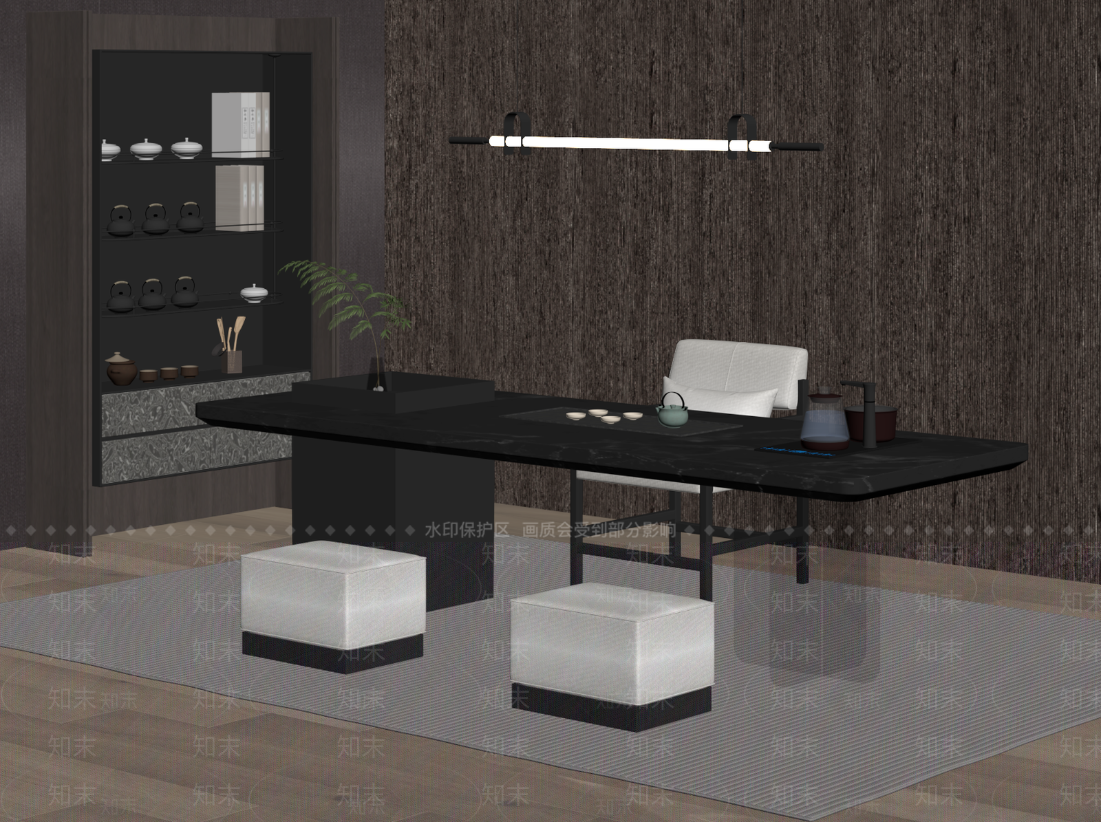 新中式茶室SU模型下载【ID:1228495615】