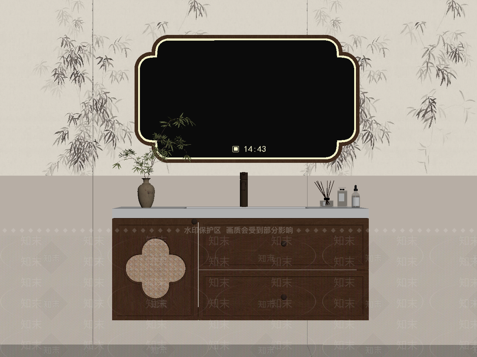 中古风浴室柜SU模型下载【ID:1228496944】