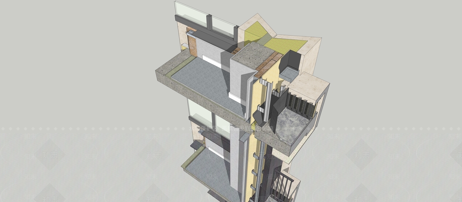 现代主义建筑材料SU模型下载【ID:1228497523】