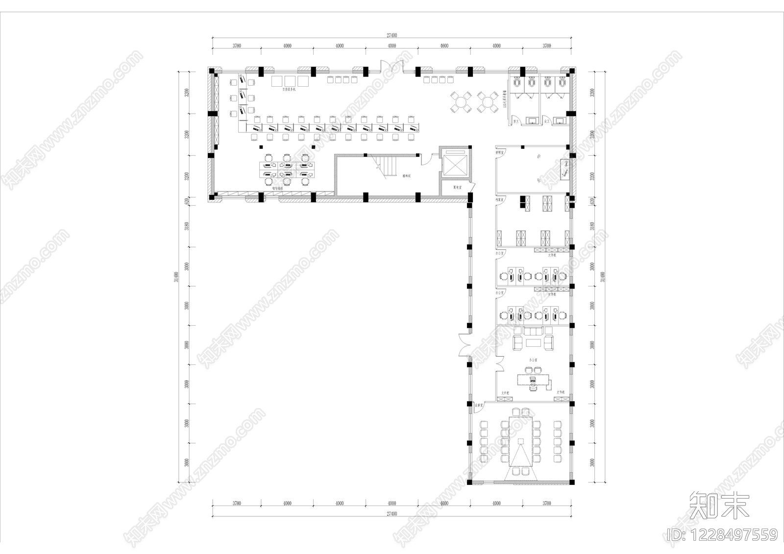 整体办公空间cad施工图下载【ID:1228497559】