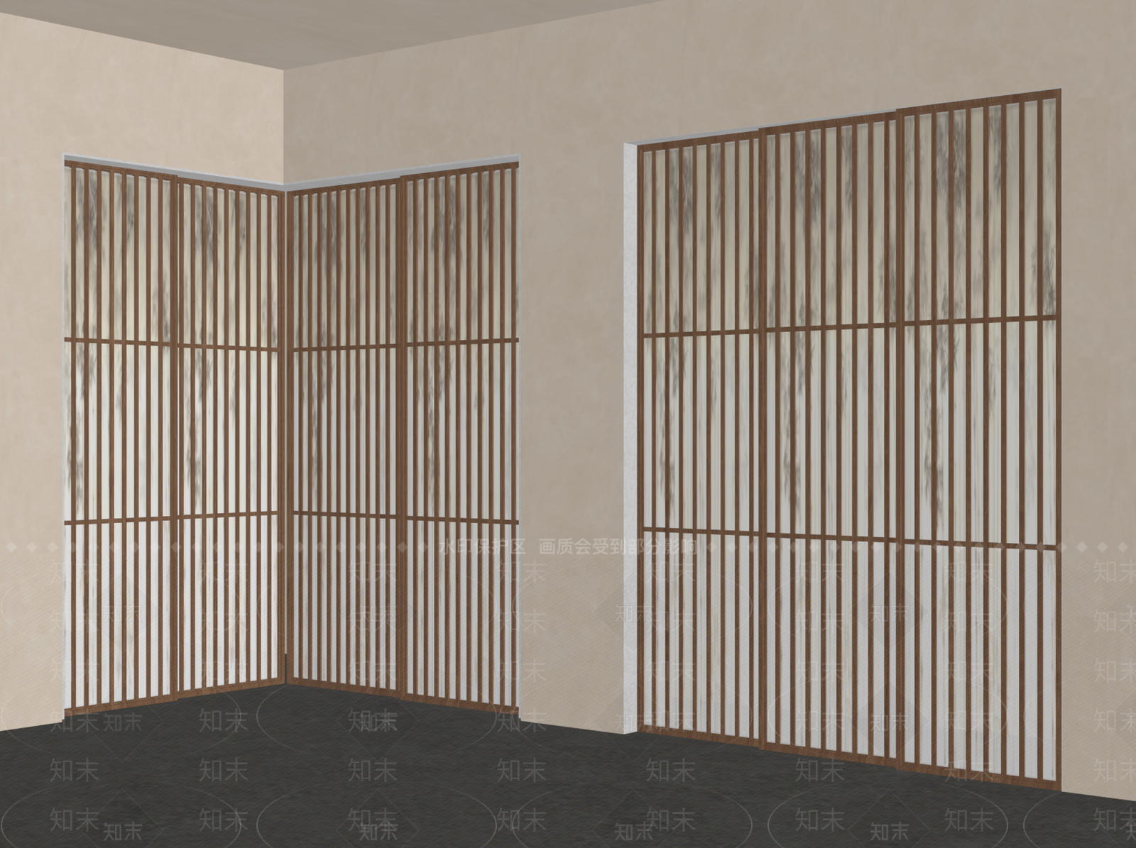 新中式推拉门SU模型下载【ID:1228498243】
