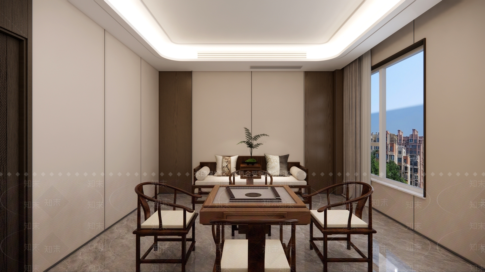 新中式棋牌室SU模型下载【ID:1228500794】