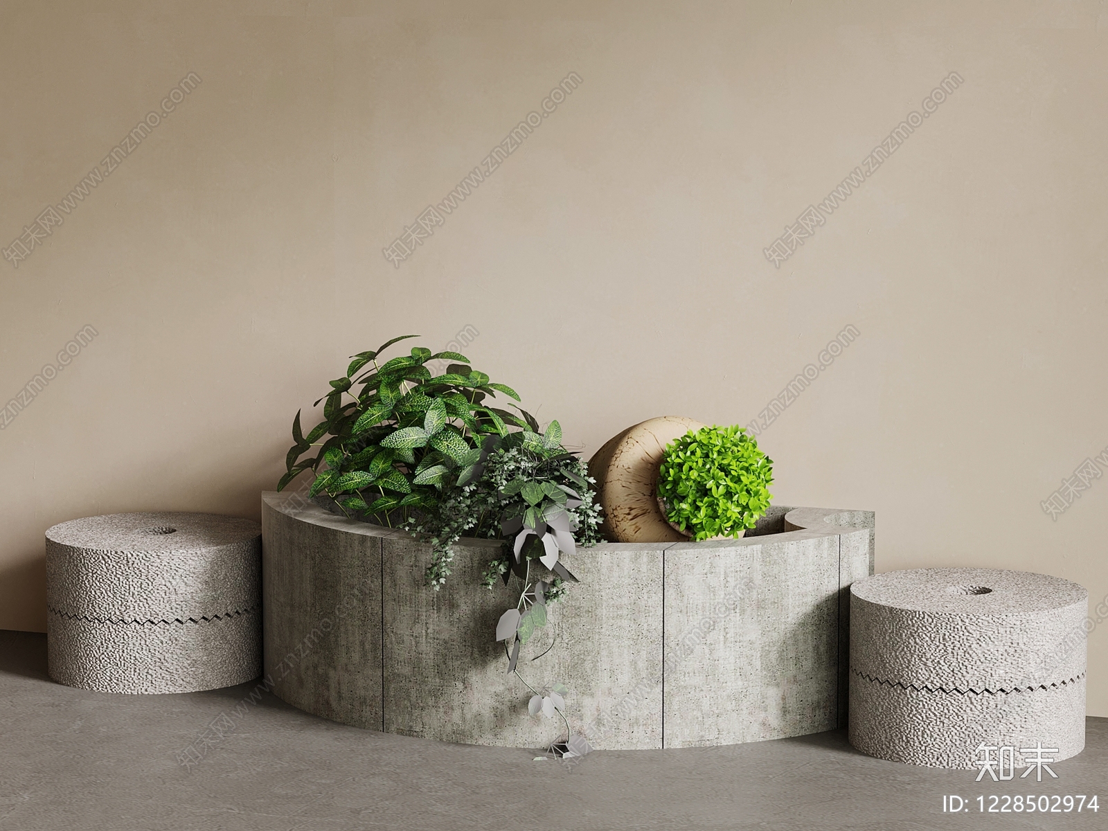 侘寂花池3D模型下载【ID:1228502974】