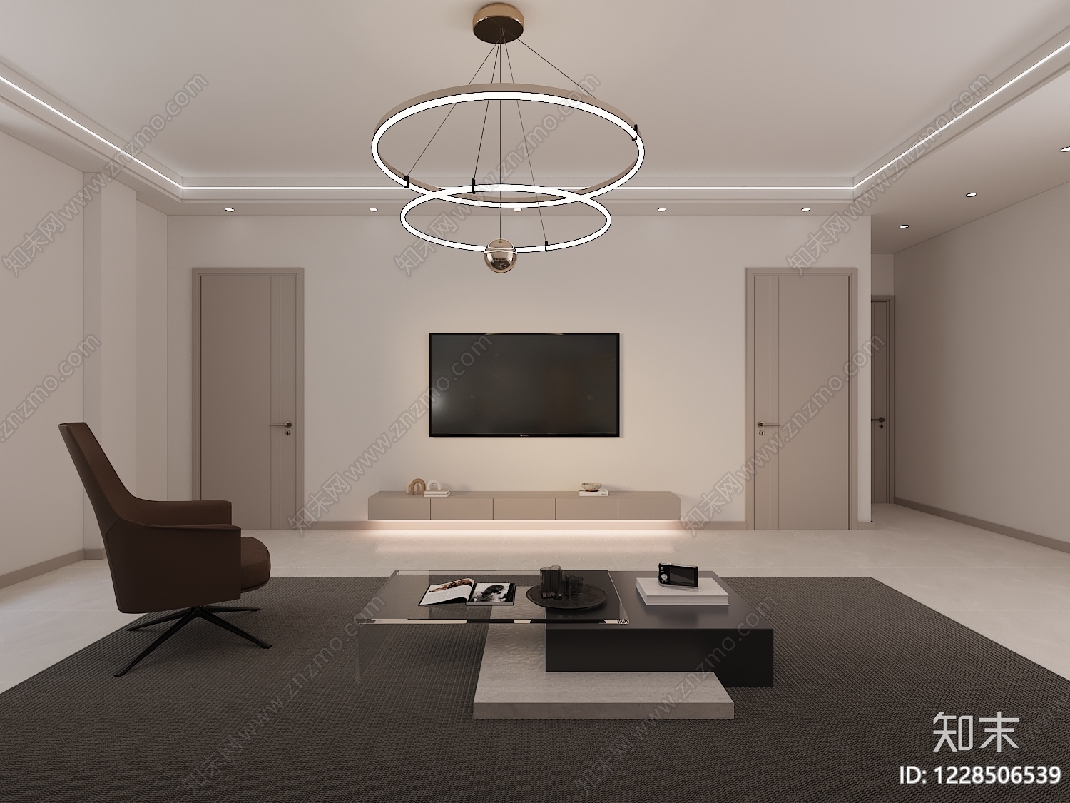 现代简约别墅客餐厅3D模型下载【ID:1228506539】