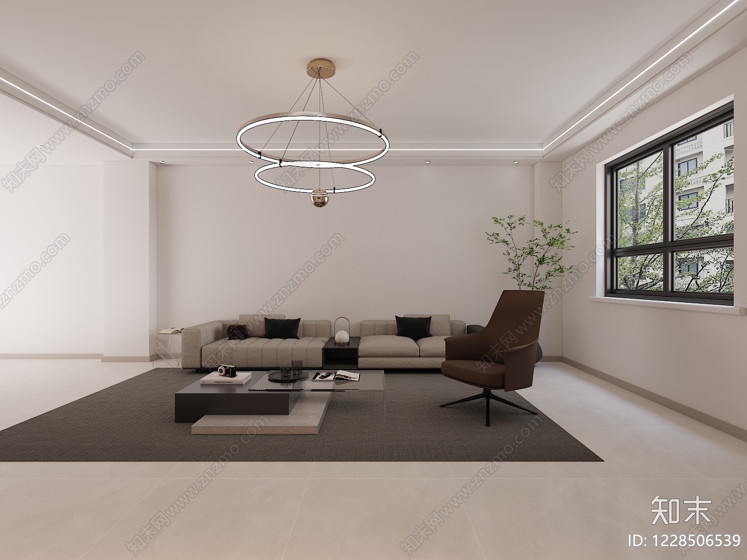 现代简约别墅客餐厅3D模型下载【ID:1228506539】