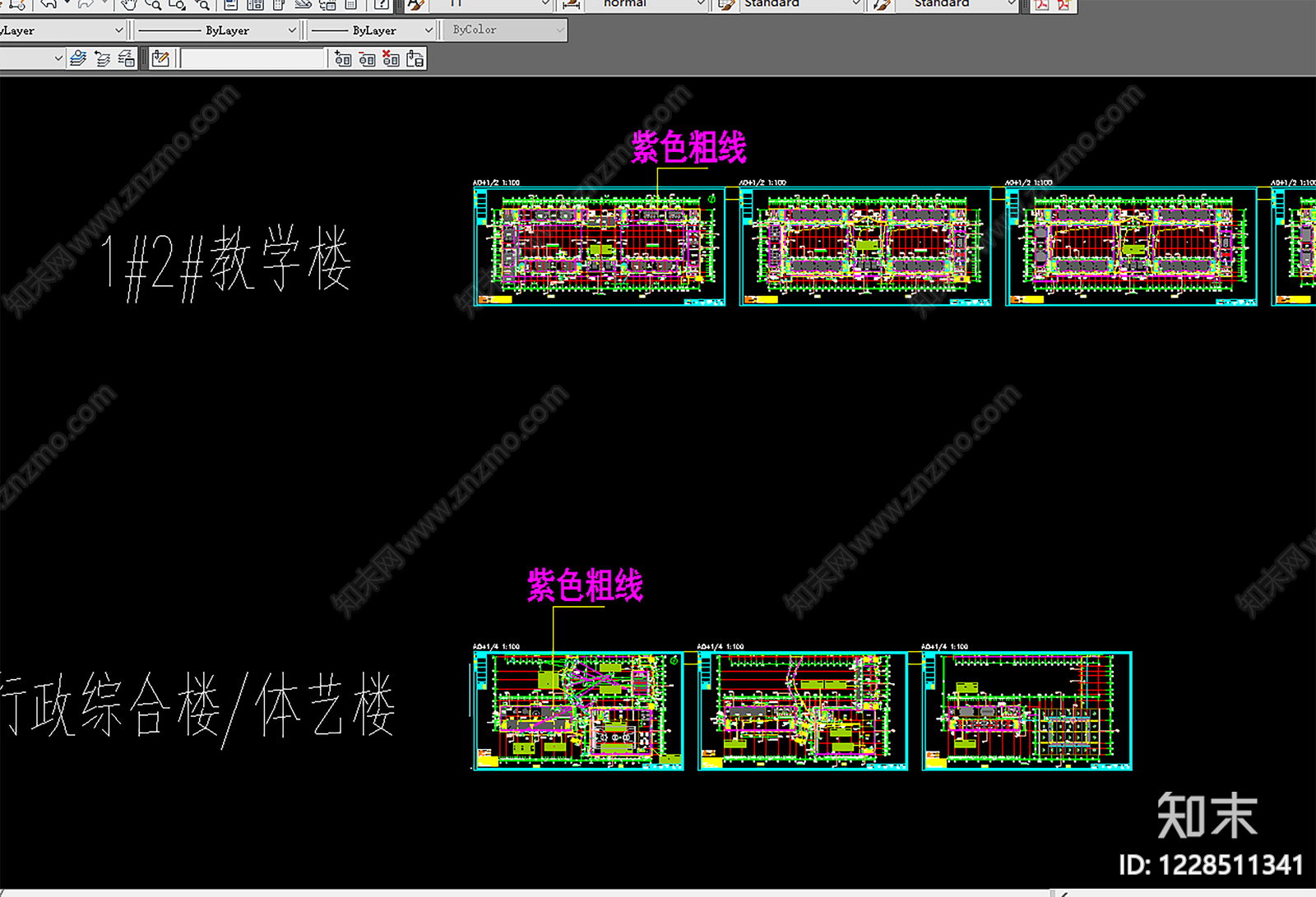 学校建筑cad施工图下载【ID:1228511341】