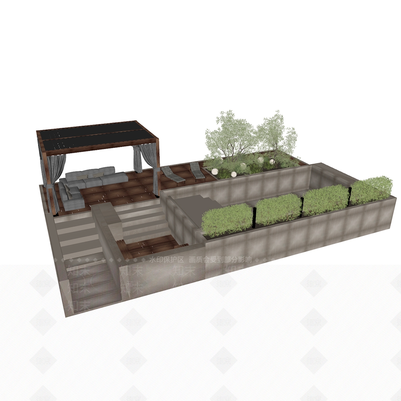 现代主义屋顶花园SU模型下载【ID:1228512109】