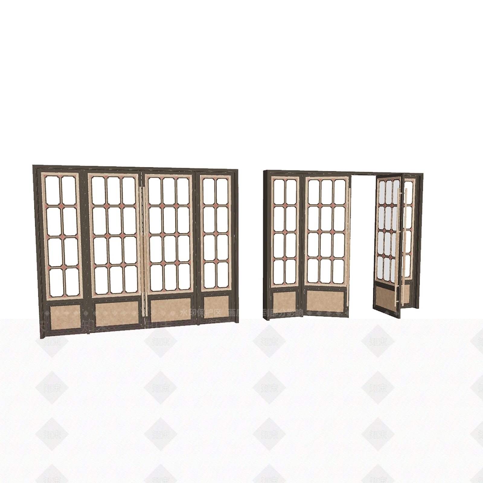 新中式双开门SU模型下载【ID:1228514145】