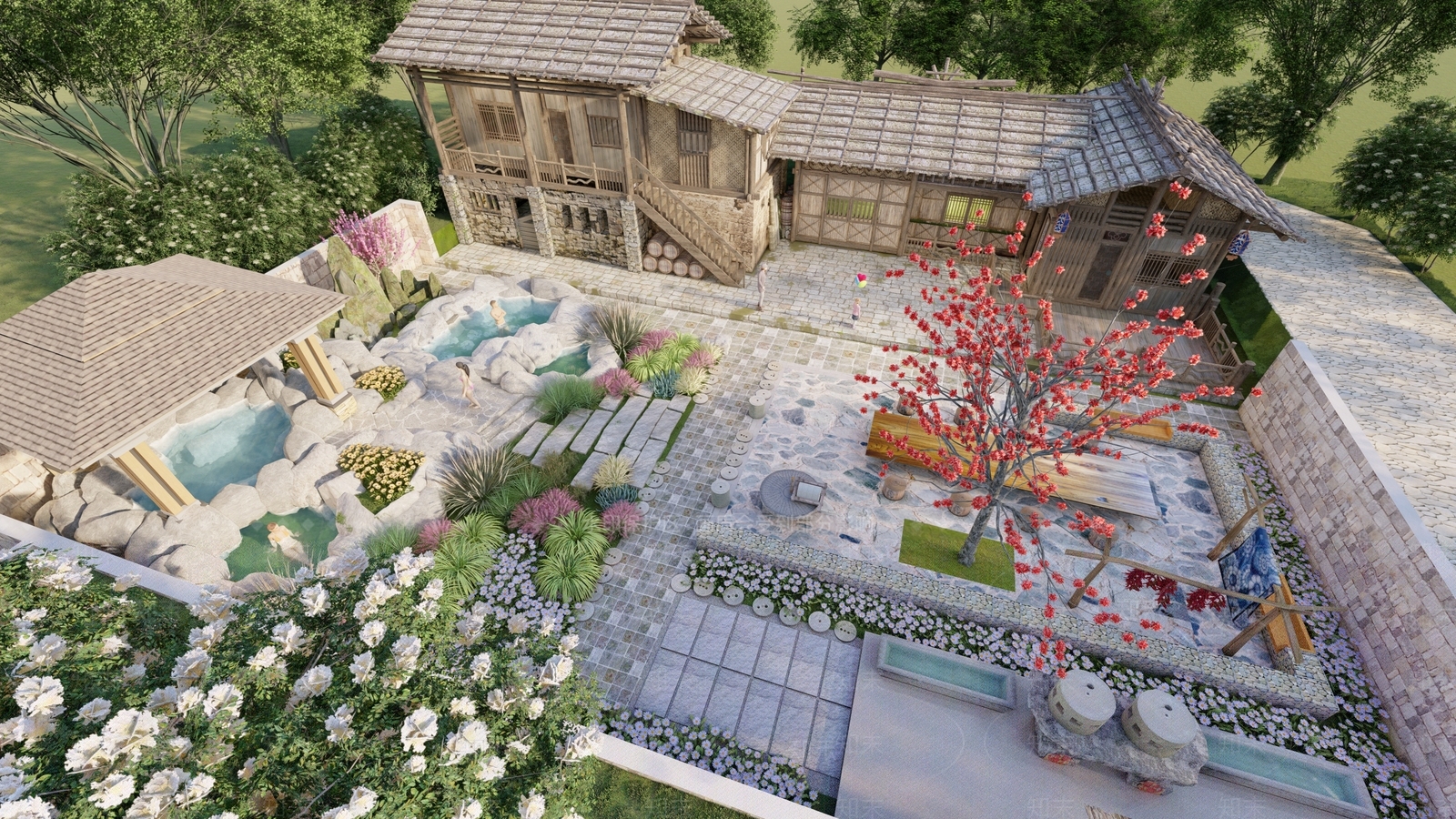 中式乡村庭院SU模型下载【ID:1228514419】