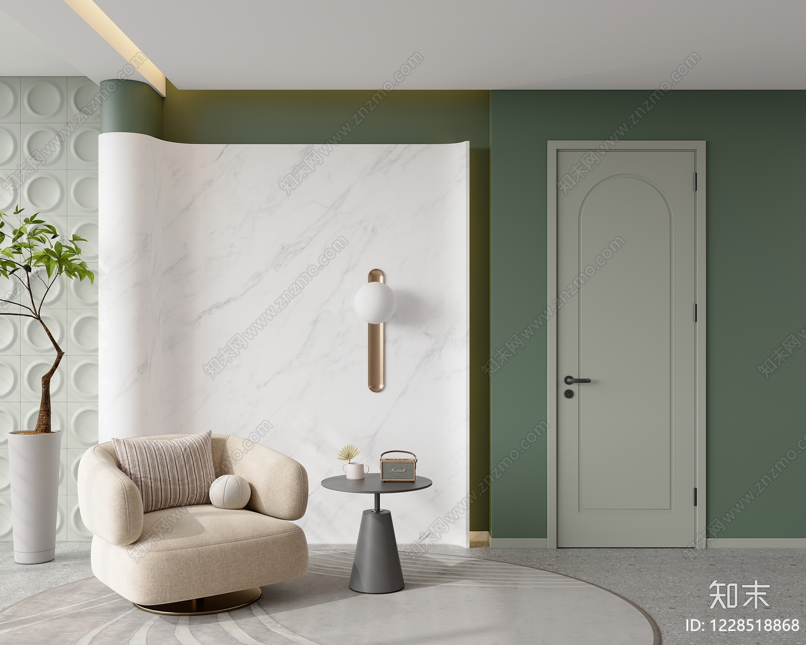 奶油风单开门3D模型下载【ID:1228518868】