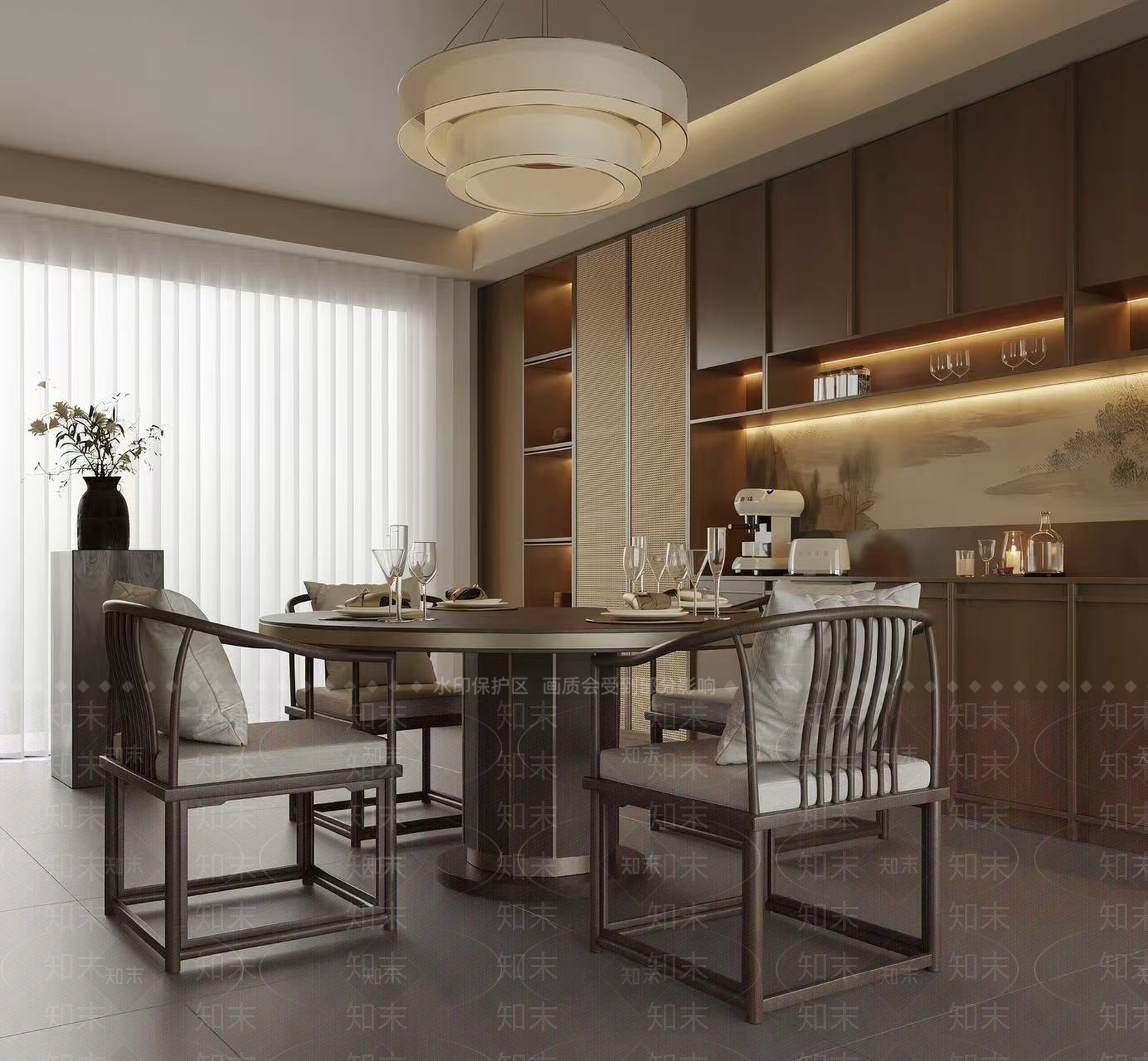 新中式宋式餐厅3D模型下载【ID:1228518723】