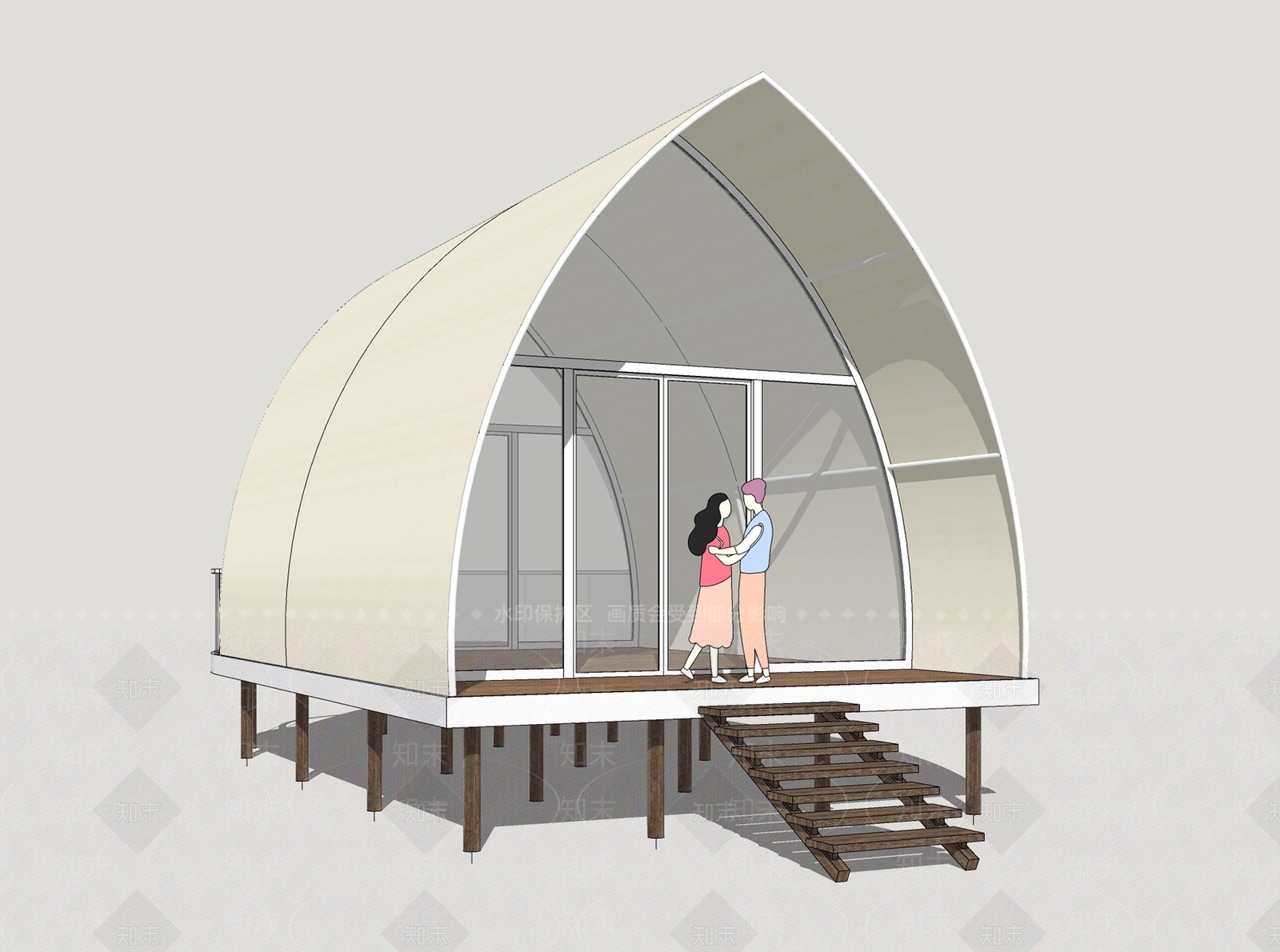 极简民宿建筑SU模型下载【ID:1228521442】