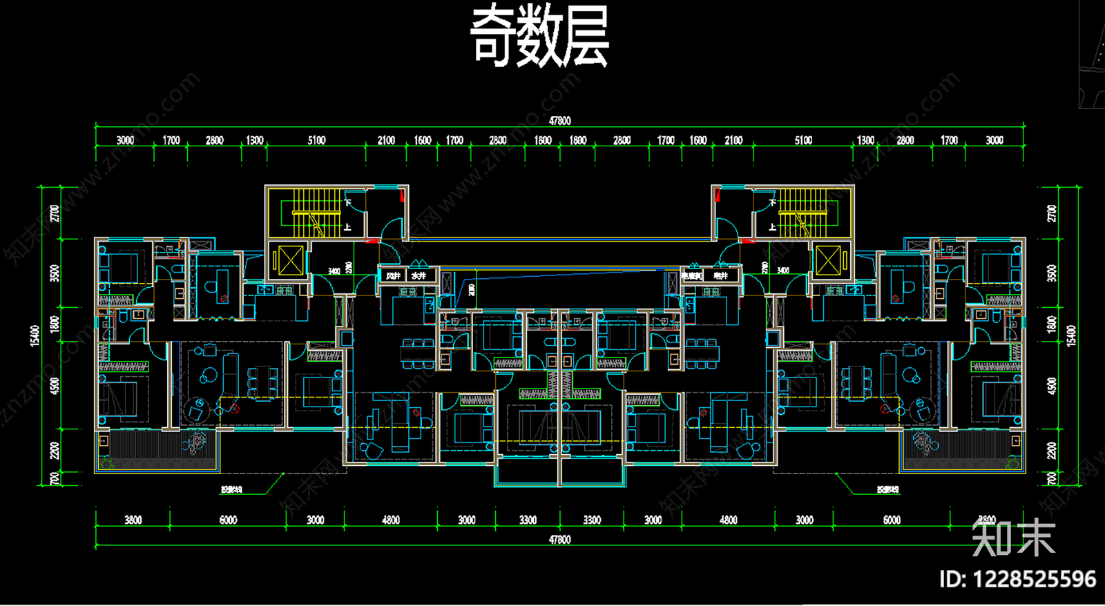 高层住宅cad施工图下载【ID:1228525596】