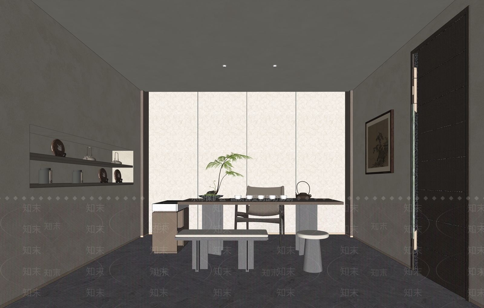 新中式茶馆SU模型下载【ID:1228526784】