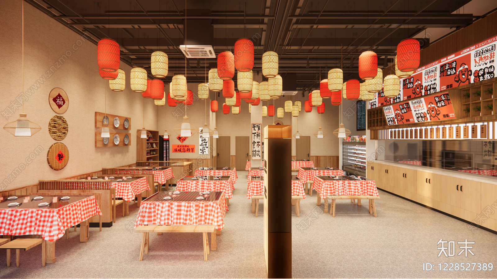 中餐厅cad施工图下载【ID:1228527389】