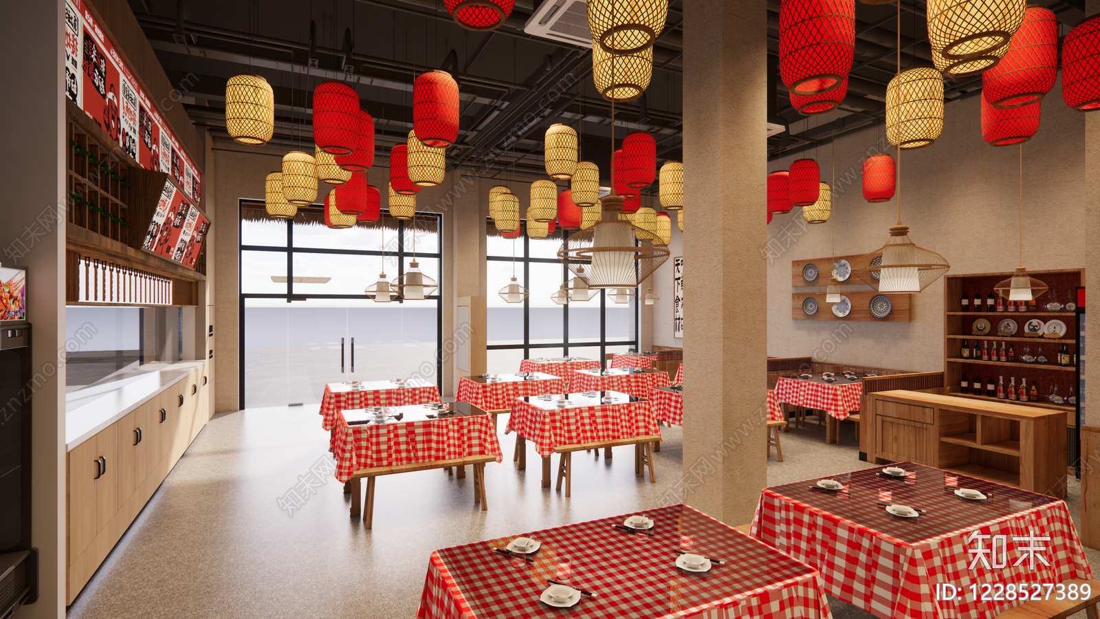 中餐厅cad施工图下载【ID:1228527389】