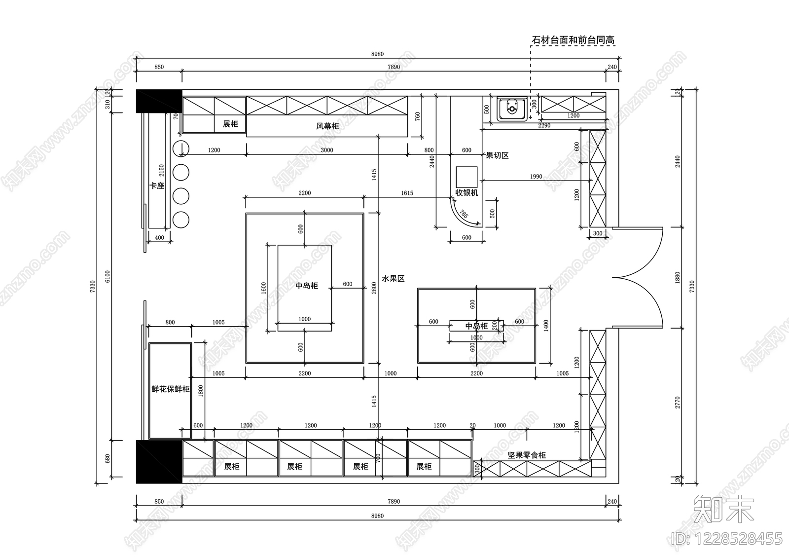 现代水果店CAD图纸