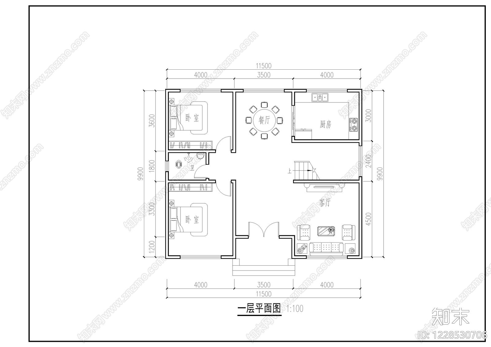 别墅建筑cad施工图下载【ID:1228530706】