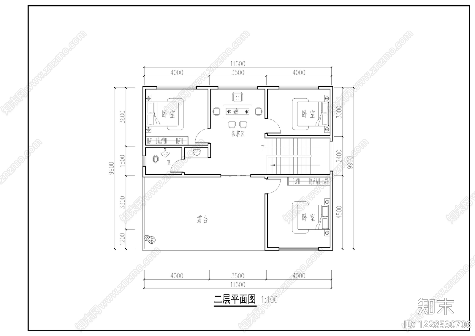 别墅建筑cad施工图下载【ID:1228530706】