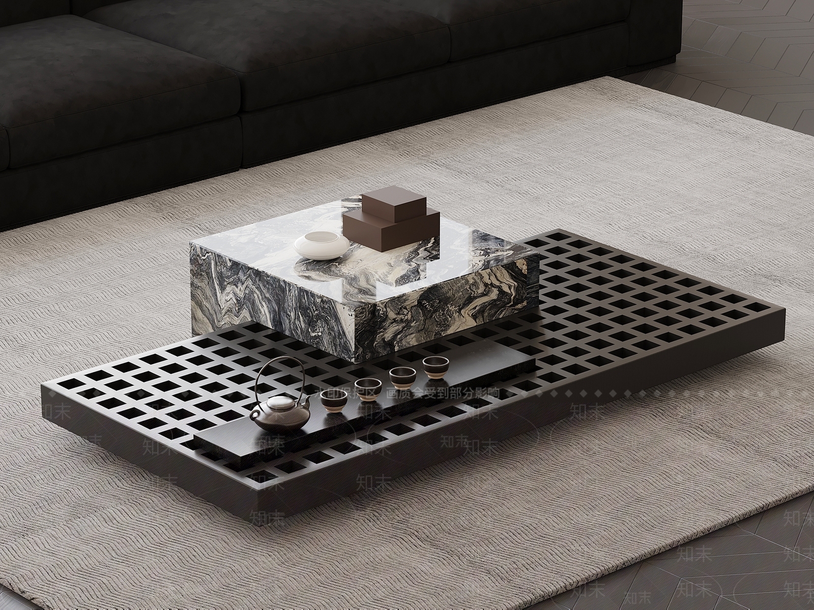 新中式茶几3D模型下载【ID:1228532397】