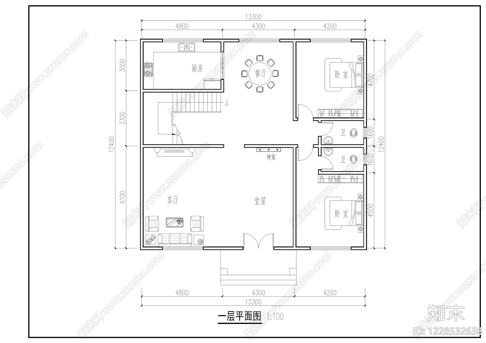 别墅建筑cad施工图下载【ID:1228532638】