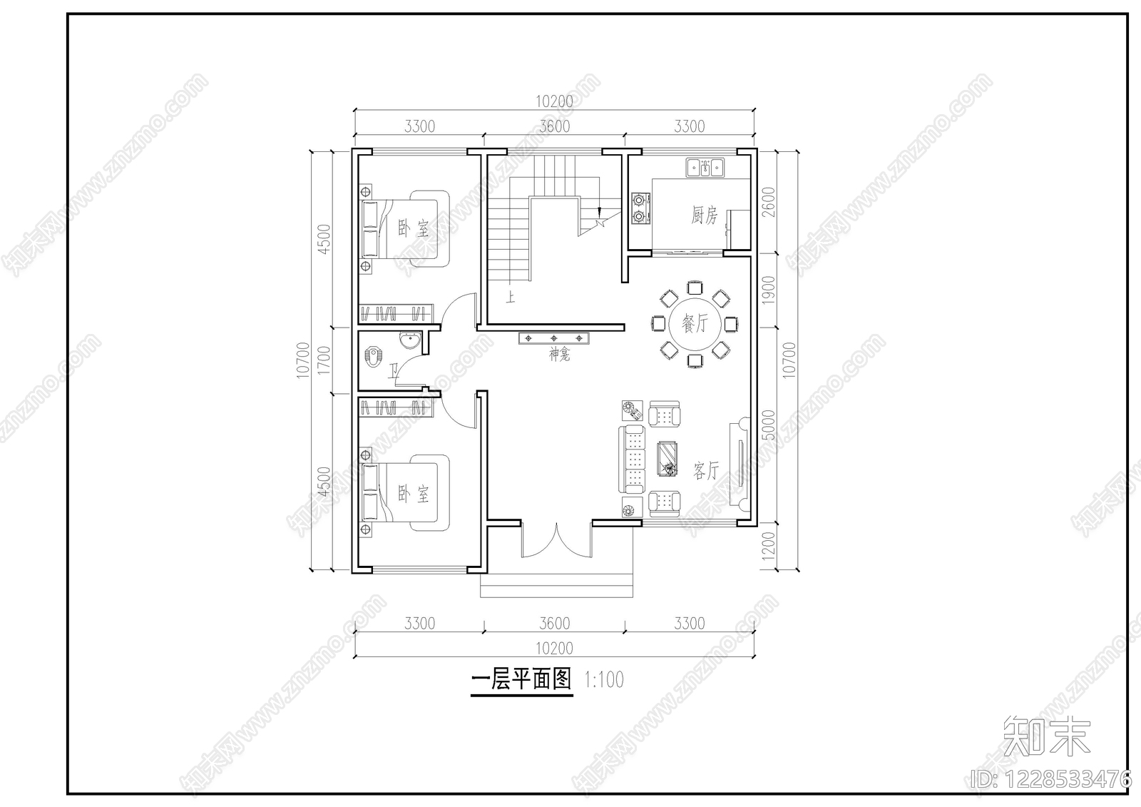别墅建筑cad施工图下载【ID:1228533476】