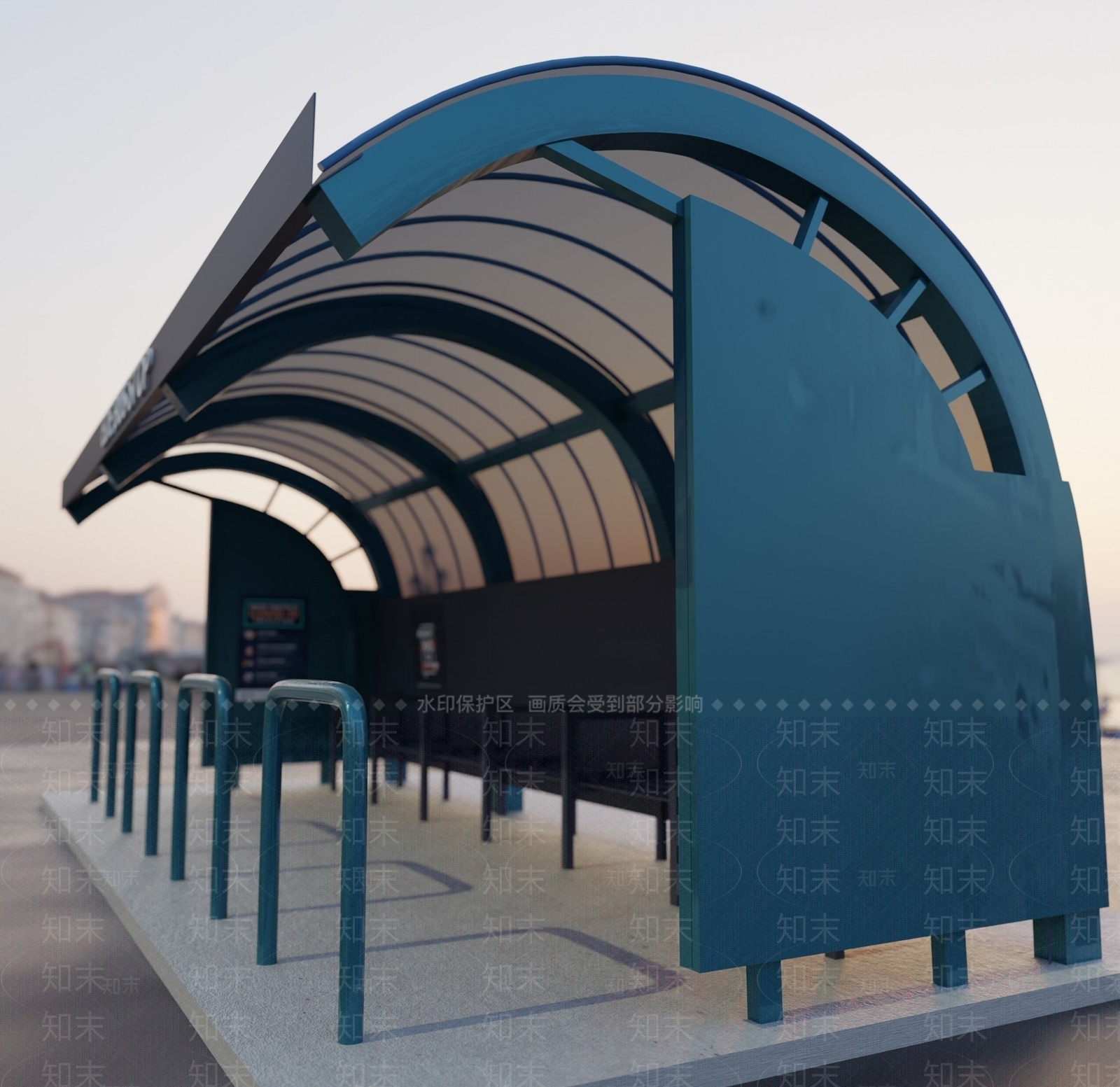 现代车站3D模型渲染效果图