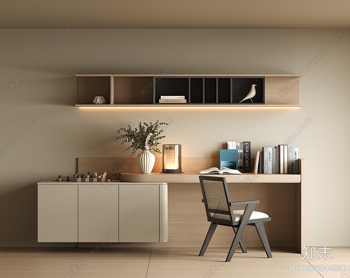 原木风书桌3D模型下载【ID:1228544297】
