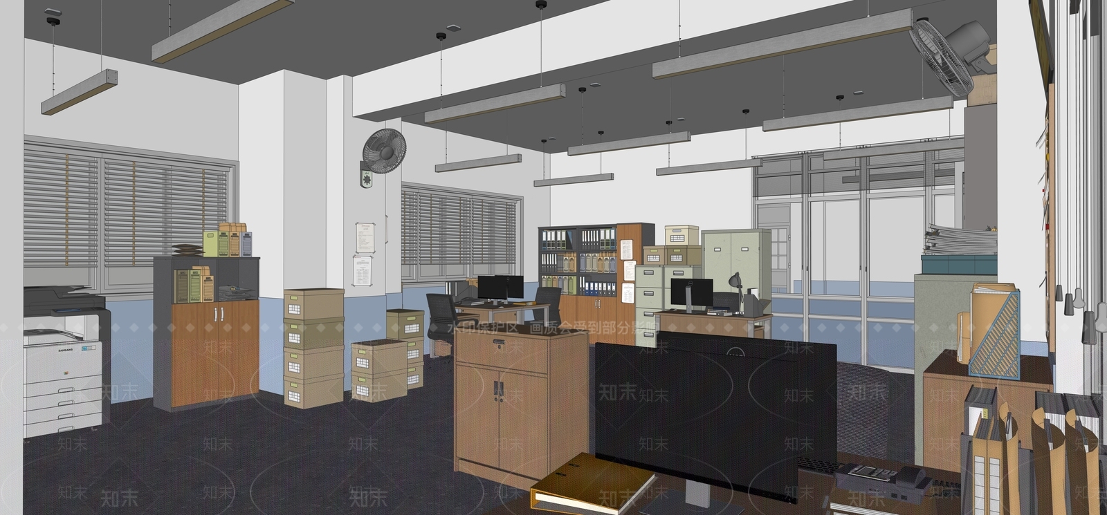 现代简约办公区域SU模型下载【ID:1228546091】