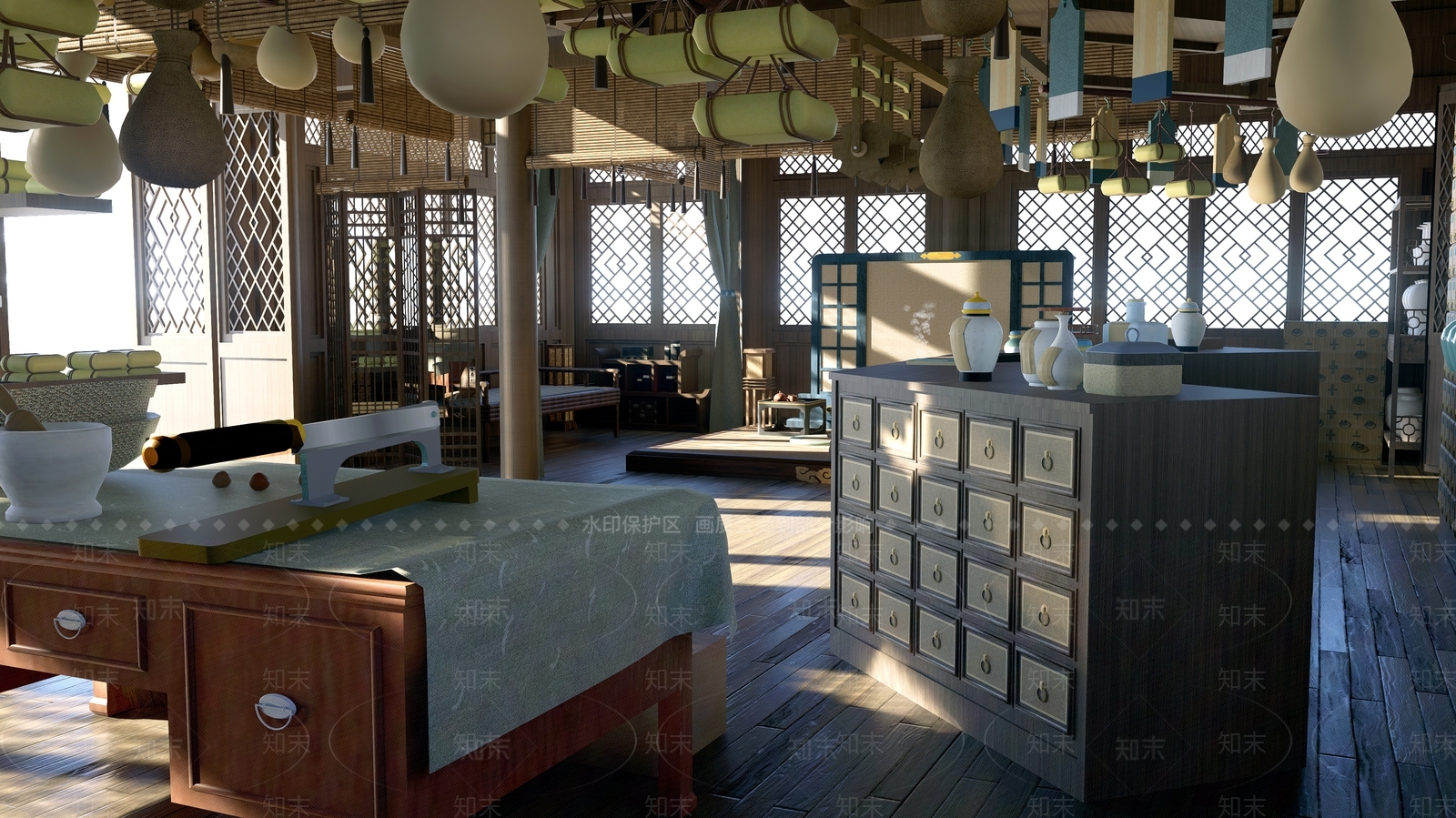 中式药店SU模型下载【ID:1228548404】