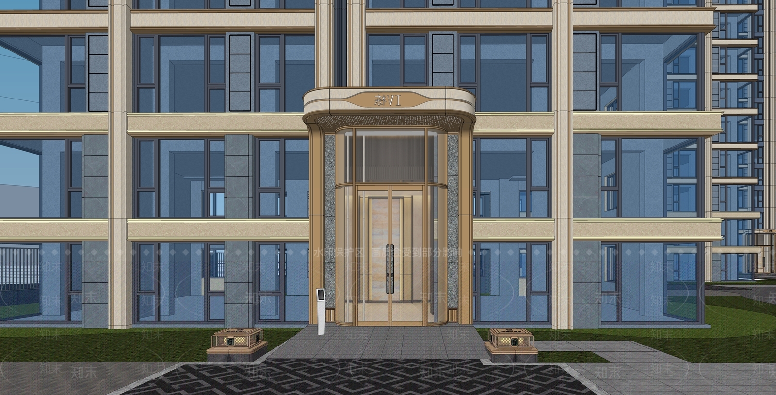 新中式售楼处建筑SU模型下载【ID:1228555927】