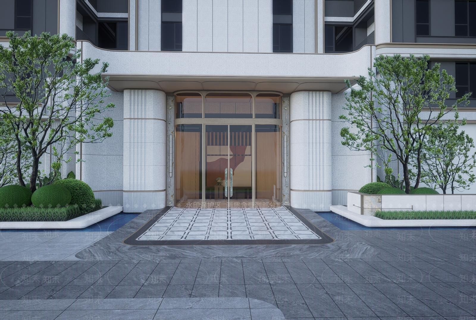 现代小区景观SU模型下载【ID:1228557976】