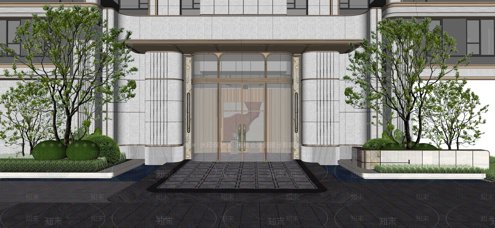 现代小区景观SU模型下载【ID:1228557976】