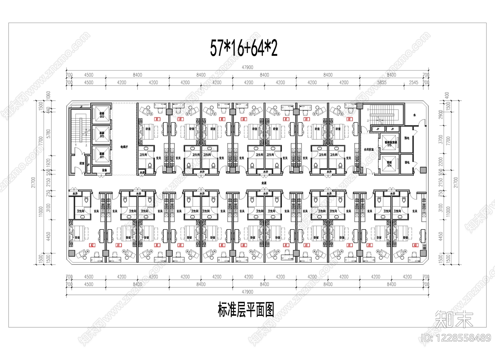 公寓建筑cad施工图下载【ID:1228558489】