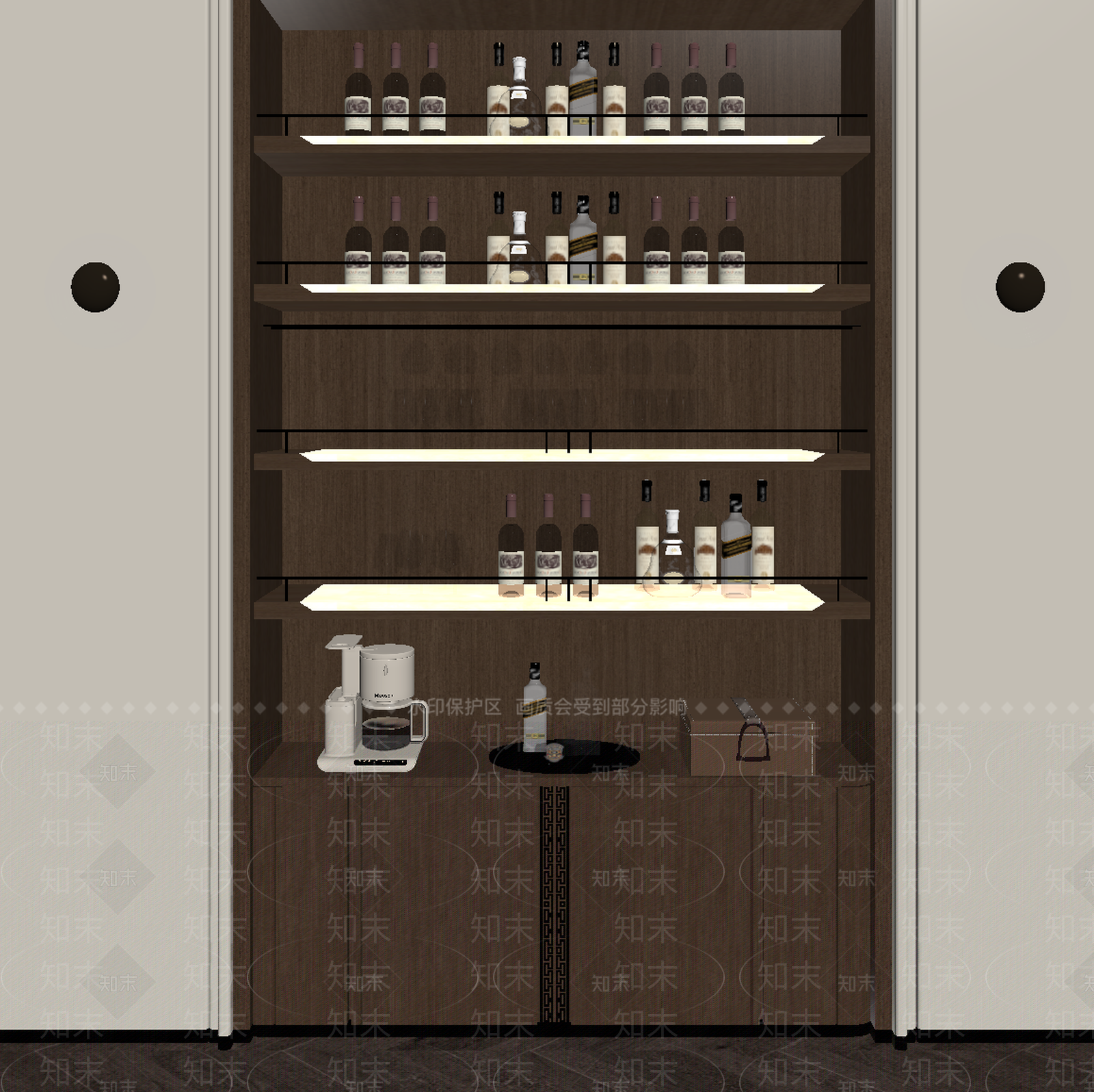 新中式餐边柜SU模型下载【ID:1228564091】