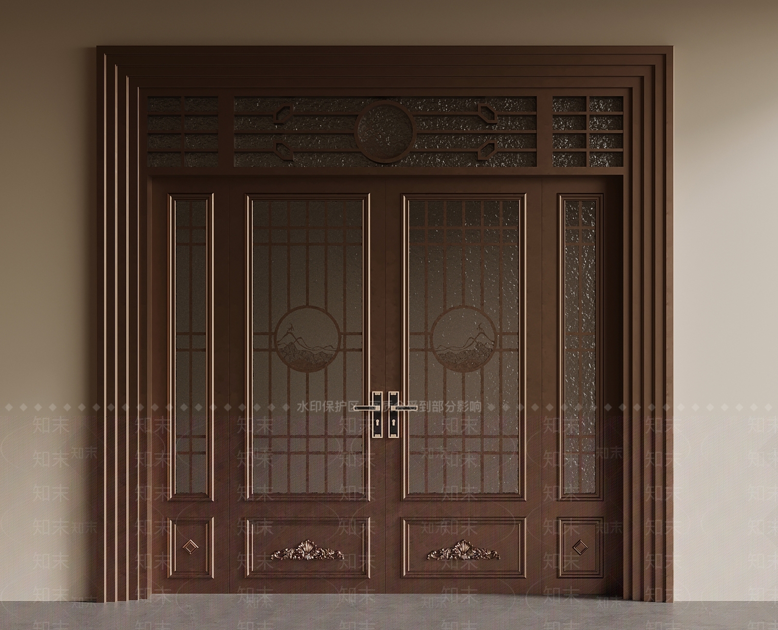 新中式双开门SU模型下载【ID:1228564240】