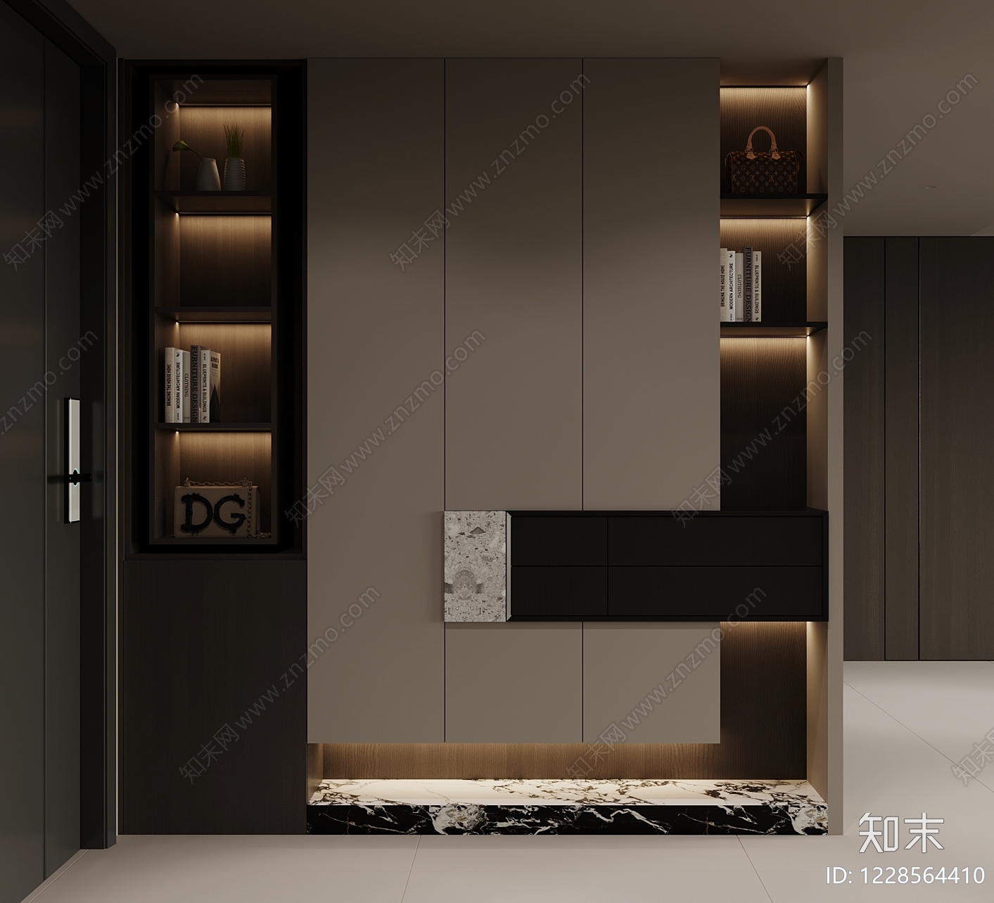 意式极简鞋柜3D模型下载【ID:1228564410】