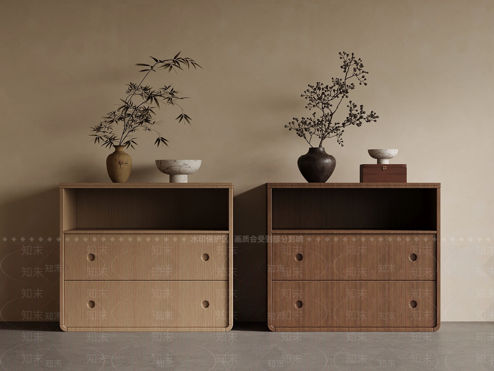 新中式床头柜SU模型下载【ID:1228565348】