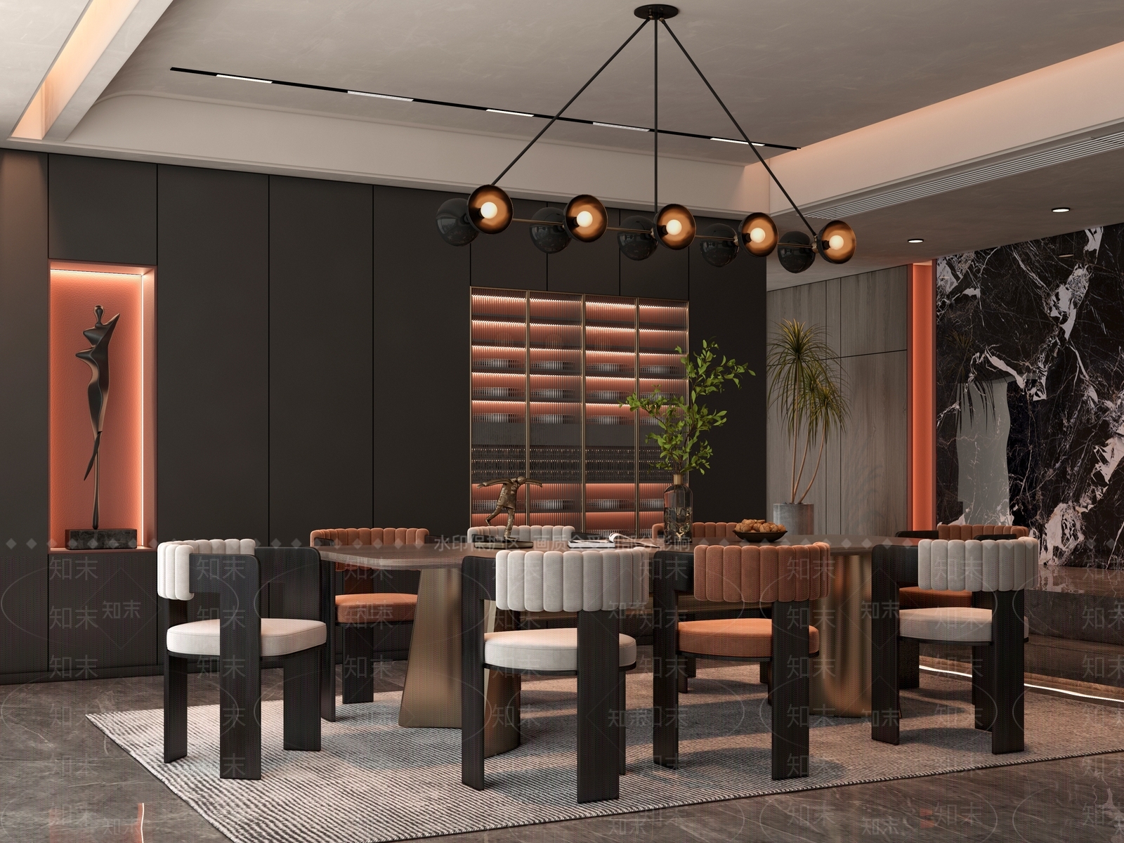 轻奢家居餐厅3D模型下载【ID:1228566255】