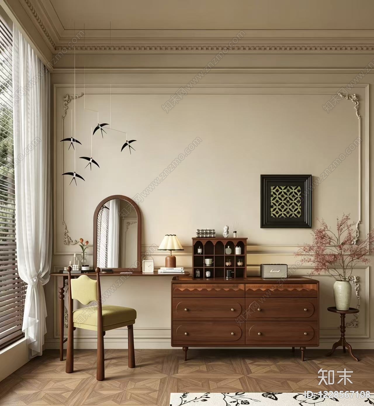 中古风梳妆台3D模型下载【ID:1228567108】