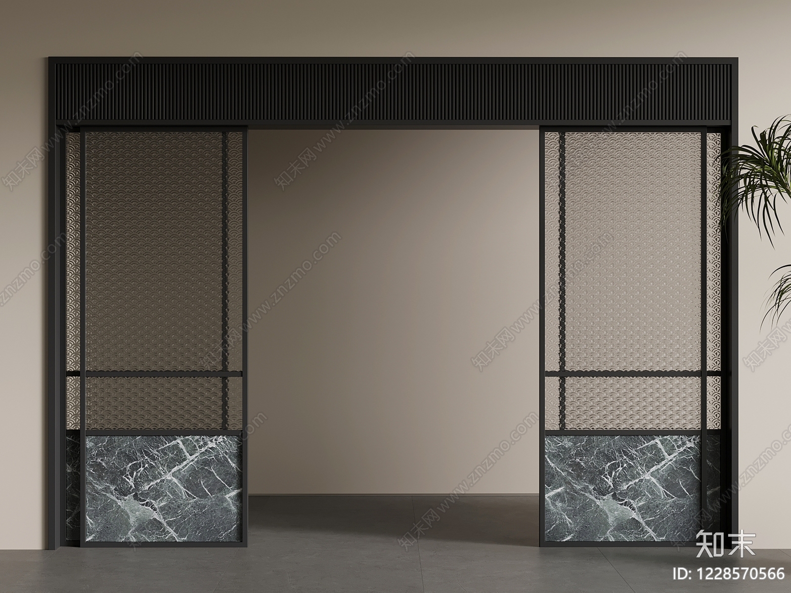 新中式推拉门3D模型下载【ID:1228570566】