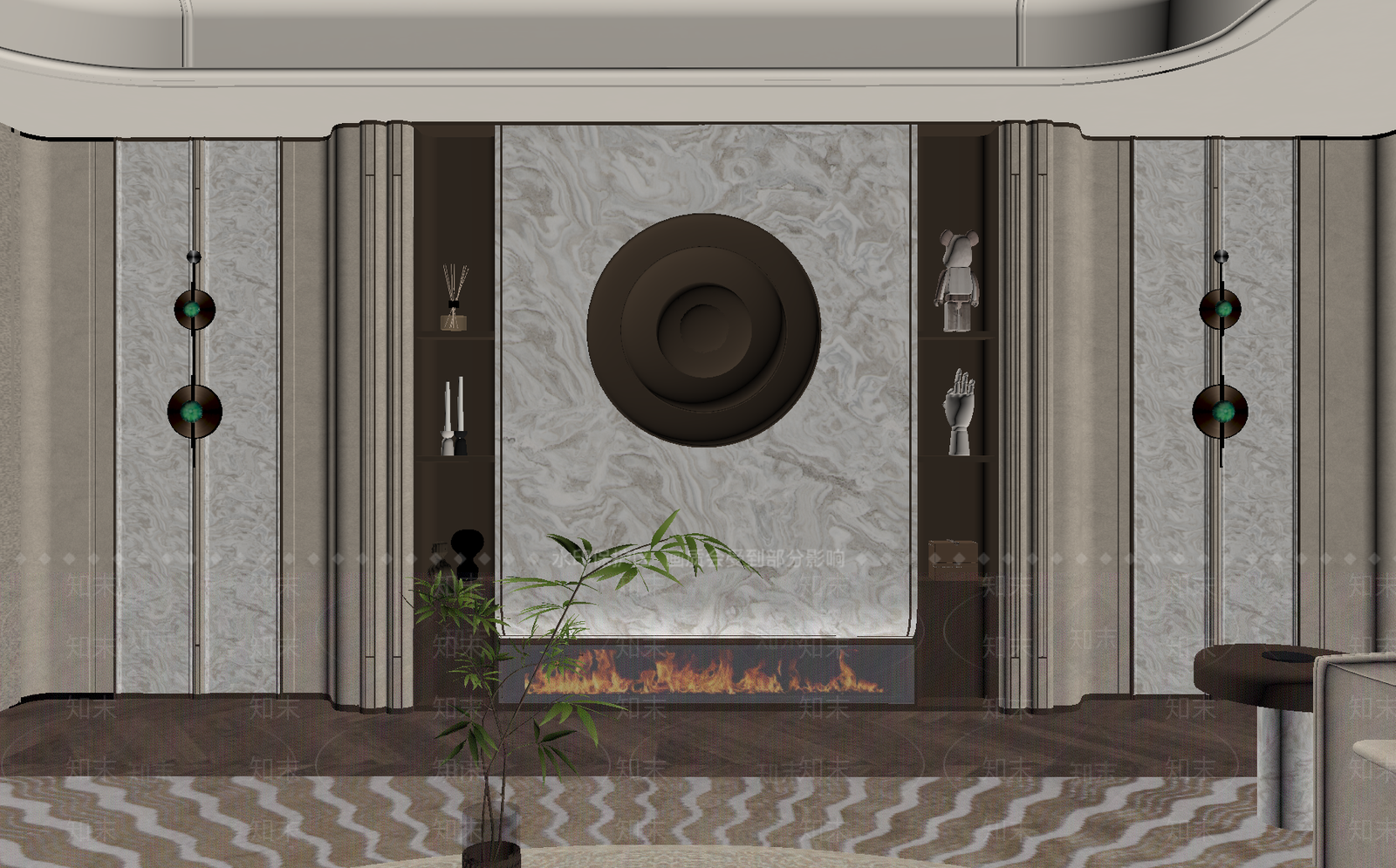 轻奢背景墙SU模型下载【ID:1228571197】