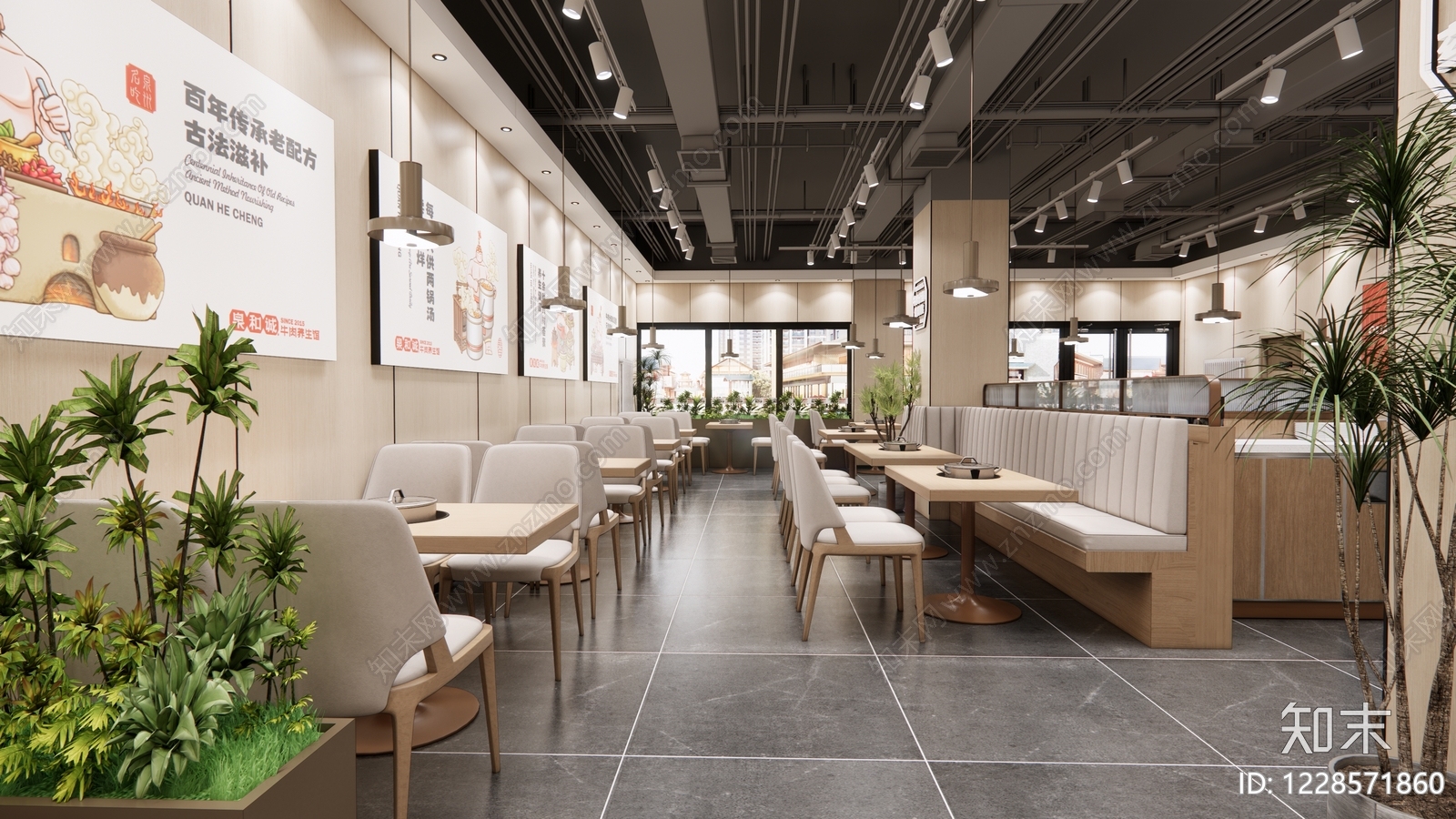 中餐厅cad施工图下载【ID:1228571860】