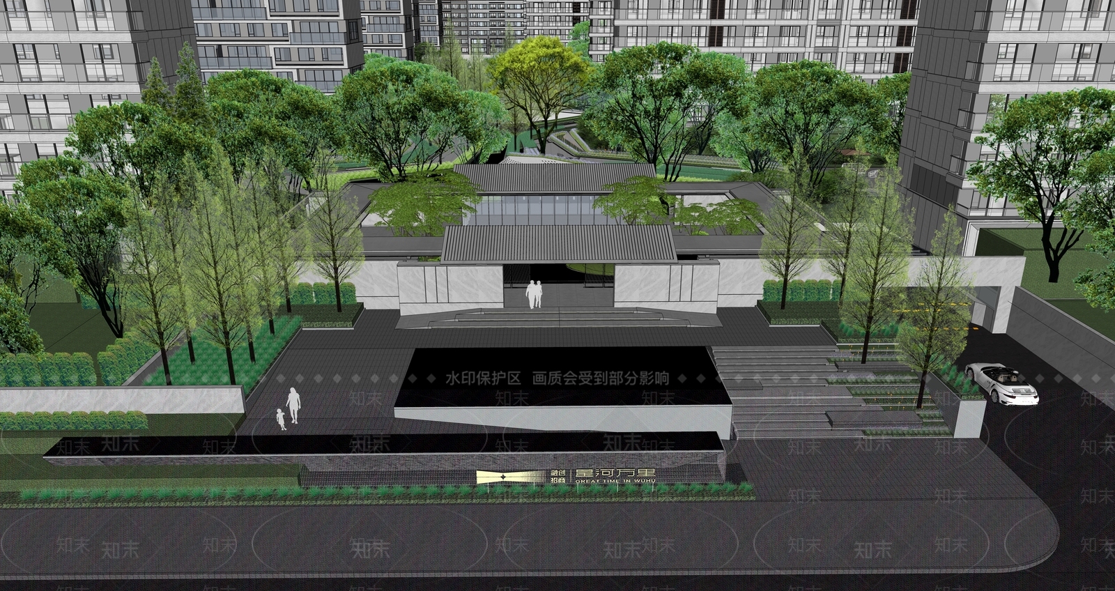 新中式景观小区景观SU模型下载【ID:1228571812】