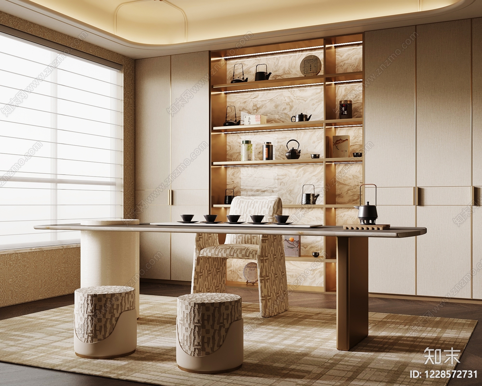 新中式茶室3D模型下载【ID:1228572731】